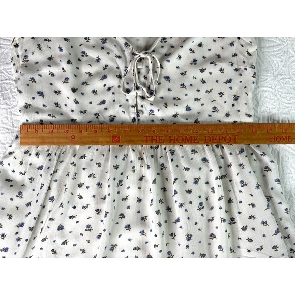 American Eagle Outfitters White Blue Floral Baby Doll Dress Fit Flare Size Small - Picture 13 of 16